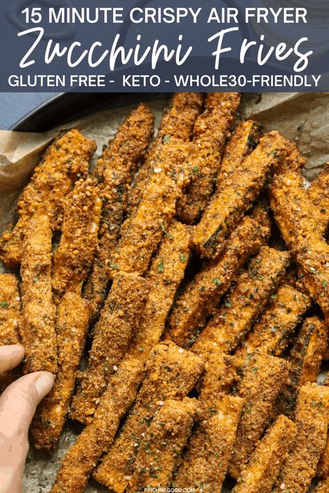 Low Carb Whole 30, Air Fryer Zucchini Fries, Air Fryer Zucchini, Sleeve Recipes, Bariatric Sleeve, Fried Zucchini, Healthy Appetizer, Keto Side, Easy Vegetable