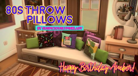 suspiciouslypinklady:     🎉✨  80s Throw... : MMFINDS Sims 4 80s Cc, Sims 4 80s, Happy Birthday Amber, 80s Furniture, 80s Room, Sims 4 Decades Challenge, Sims 4 Cc Shoes, Magic Day, Sims 4 Cc Skin