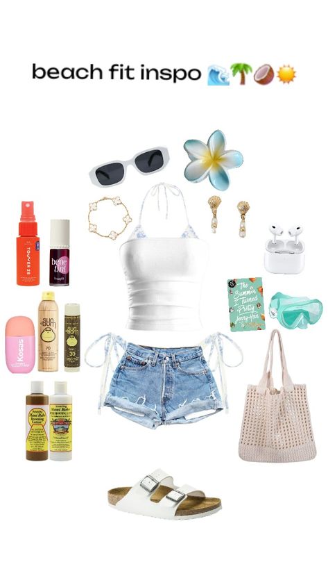 beach fit inspo! #outfit #outfitinspo #summer #beach #beach outfit #preppy #cute #fyp #blowup Cruise Outfits For Teens, Summer Outfits Coconut Girl, Trendy Beach Tank Crop Top, Beach Day Outfit, Teen Beach Outfit, Beach Outfits Teenager, Where To Buy Coconut Girl Clothes, Teen Beach Movie Outfits, Preppy Beach Outfits