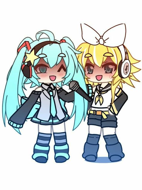 Miku Y Rin, Rin And Miku, Miku X Rin, Miku And Rin, Miku Hatsune Chibi, Kitten Drawing, Characters Inspiration Drawing, Gacha Ocs, Oc Gacha