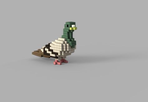 Digital Pigeon on Behance Chicken Statue Minecraft, Minecraft Goose Statue, Pigeon Pixel Art, Minecraft Building Guide, Minecraft Statues, Voxel Art, Minecraft Structures, Minecraft Banner Designs, Bangunan Minecraft