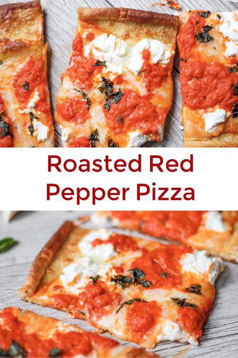 Roasted Red Pepper Pizza, Red Pepper Pizza Sauce, Roasted Red Pepper Pizza Sauce, Pepper Pizza, Red Pepper Pizza, Acid Reflux Friendly Recipes, Low Carb Pizza Recipes, Spinach Pizza, Crispy Pizza