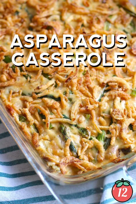 We’ve taken the creaminess, the crunchy fried onions, and all the comforting flavors of the traditional green bean casserole and given them a springtime twist using asparagus! Asparagus Casserole Recipes, Traditional Green Bean Casserole, Recipes Asparagus, Easy Asparagus Recipes, Asparagus Casserole, 12 Tomatoes Recipes, Asparagus Fries, Asparagus Recipes, Thanksgiving Recipes Side Dishes