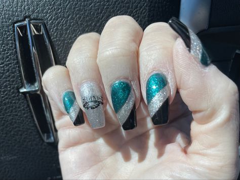 Philadelphia Eagles Nails Designs, Eagles Football Nails, Philadelphia Eagles Nails, Eagles Nails, Football Nails, Go Eagles, Gel Nail Art Designs, Eagles Football, Nail Art Accessories