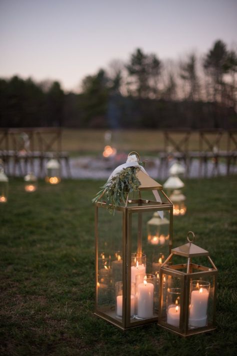 Candle Lit Outdoor Wedding, Candles In Fireplace Wedding, Outdoor Wedding Lanterns, Lantern Wedding Ceremony, Candle Lit Wedding Ceremony, Acotar Wedding, Lantern Wedding Decor, Mood Idea, Lantern Pathway