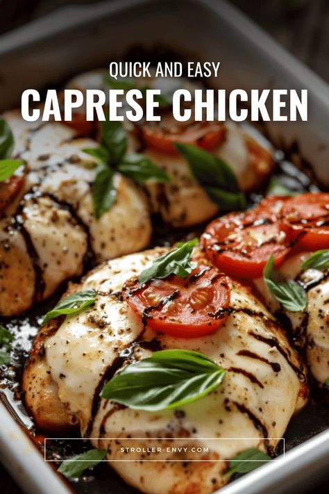 Easy Caprese Chicken Recipe Chicken Caprese Recipe, Balsamic Sauce, Chicken Caprese, Tomatoes Mozzarella, Pumpkin Recipes Healthy, Seared Chicken, Main Dish Casseroles, Healthy Chicken Dinner, Caprese Chicken