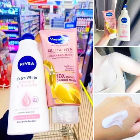 Vaseline Gluta Hya And Nivea, How To Have White Skin, Nivea Extra White, Vaseline Uses, Makeup Tip, Beautiful Skin Care, Natural Face Skin Care, Good Skin Tips, Basic Skin Care Routine