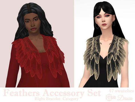 The Sims Resource - Feathers Accessory Set Sims 4 Feather Accessory, Sims 4 Aggressivekitty, Sims 4 Feather Cc, Sims 4 Reaper Cc, Sims 4 Pirate Cc, Sims 4 Spellcaster, Sims 4 Egyptian Cc, Sims4 Cc Accessories, Sims 4 Supernatural