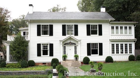 Side Hall Colonial, Farmhouse Colonial, Colonial Revival House, Home Addition Plans, Timeless House, Small Sunroom, Raised House, Family Room Addition, Porch Addition