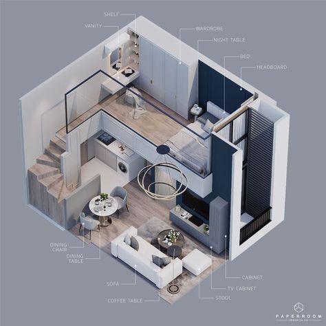 Apartment Blueprints, Small Apartment Plans, Apartemen Studio, Loft House Design, Tiny House Loft, House Floor Design, Sims 4 House Design, Small Apartment Design, Sims House Plans