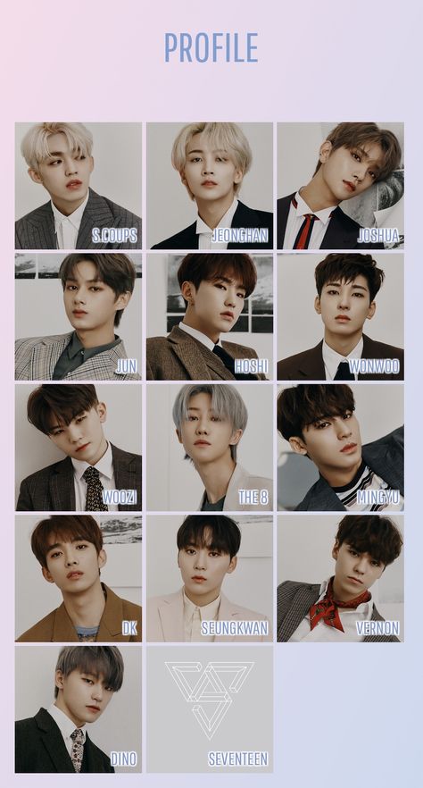 Svt Group Photo With Names, Svt Members With Names, Seventeen Names And Faces, Seventeen Age Order, Seventeen Group Photo With Names, Seventeen Profile, Seventeen Names, Seventeen Members Names, Svt Members