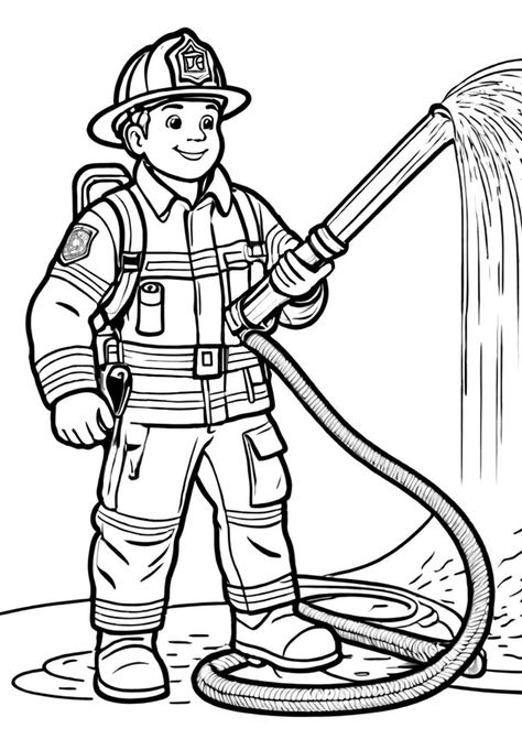 Dibujo de un bombero apagando el fuego con el agua de la manguera para colorear Swat Team, Color Games, Colouring Pages, Paw Patrol, Coloring Pages For Kids, Guatemala, Coloring Pages, I Hope, Quick Saves