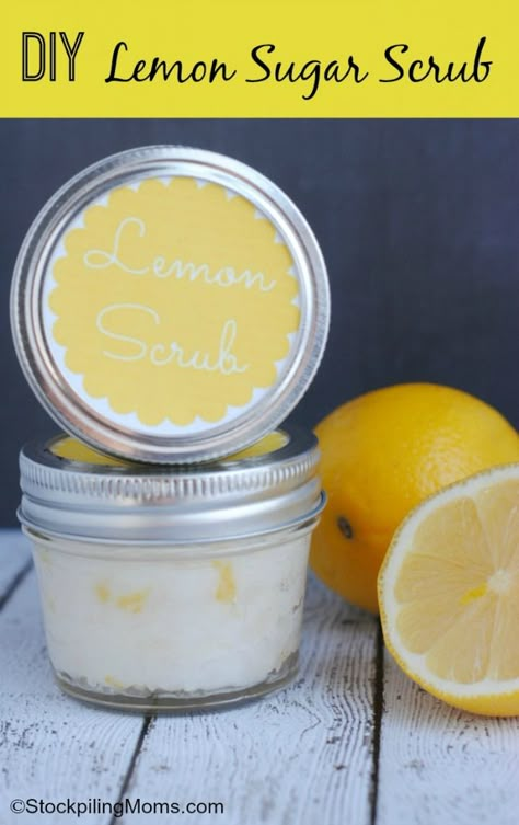 Lemon Scrub, Lemon Sugar Scrub, Diy Mixes, Baby Shower Favors Diy, Sugar Scrub Homemade, Sugar Scrub Recipe, Sugar Scrub Diy, Lemon Sugar, Labels Printables Free