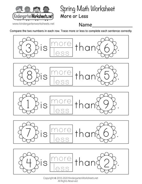 Free Printable Spring Math Worksheet for Kindergarten Spring Math Kindergarten, Spring Math Worksheets, Kindergarten Math Free, Spring Worksheet, Worksheet Kindergarten, Phonics Worksheets Free, Kindergarten Math Worksheets Free, Kindergarten Addition Worksheets, Kindergarten Phonics Worksheets