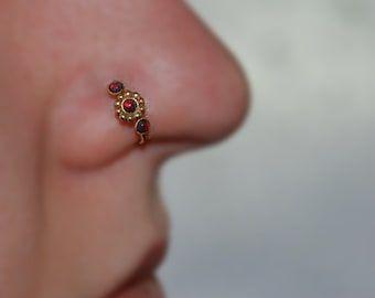 Flower Nose Ring, Unique Nose Rings, Faux Nose Ring, Nose Ring Jewelry, Nose Ring Hoop, Opal Nose Ring, Nose Piercing Stud, Tragus Jewelry, Indian Nose Ring