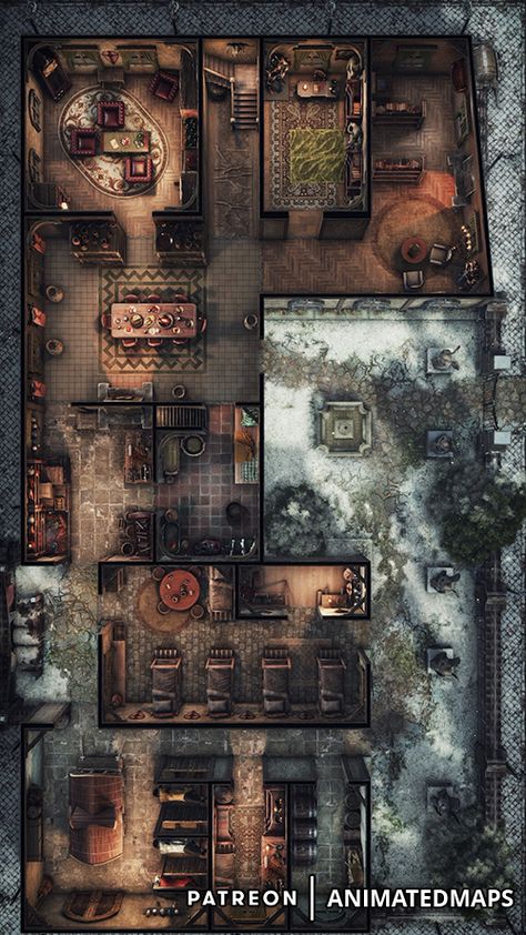 #animatedmaps #animateddungeonmaps #dnd #manor #dungeonsanddragons #animated #battlemap #map #residence #snow #interior #winter #day #mansion #nobleman #villa #noble #courtyard #city #stables Manor Map Rpg, Dnd Mansion Battle Map, Dnd Manor Map, Mansion Rpg Map, Dnd Mansion Map, Mansion Battlemap, Dnd Mansion, Animated Battlemap, Gothic Manor