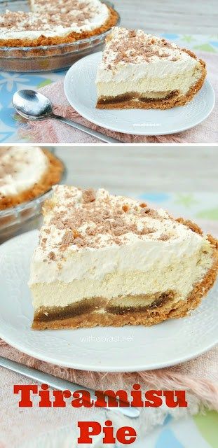 This Tiramisu Pie is silky smooth and extra special with a moist "extra" crust and makes the best dessert or tea-time treat ever !  #Tiramisu #EasyPieRecipes #BestDessert Tiramisu Pie Recipe, Tiramisu Pie, Chocolate Silk Pie, Baked Pies, Silk Pie, Sweet Temptation, Cream Pies, Italian Recipe, Delicious Pies