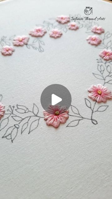 Embroidery Flowers Tutorial, Simple Flower Embroidery, Simple Hand Embroidery Patterns, Embroidery Lessons, Digital Embroidery Patterns, Heart Embroidery, Flower Video, Embroidery Works, Hand Work Embroidery