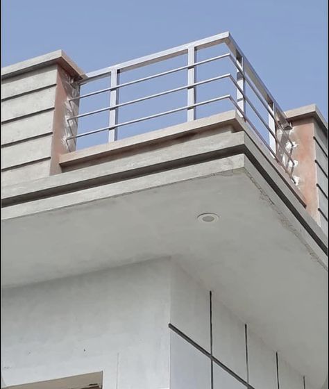 Parapet Grill Design, Reling Design Steel Ms, Steel Railing Design For Balcony, Steel Railing Design Balconies, Balcony Railing Design Modern, Reling Design, درابزين السلم, Steel Grill Design, Balcony Glass Design