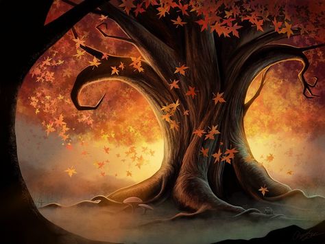 Halloween tree Pagan Celebrations, Autumnal Equinox, Jolie Photo, Pics Art, Autumn Trees, The Craft, Book Of Shadows, Vintage Poster, Yule