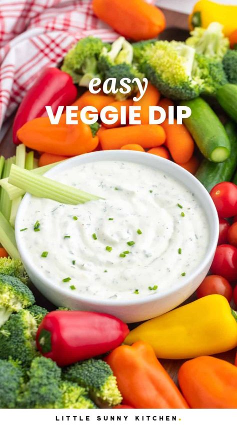 This Easy Veggie Dip recipe is so much better than store bought dips or packaged mixes, and it only takes a few minutes to make! It's the perfect quick dip for a last minute gathering. Veg Dip, Easy Veggie Dip, Vegetable Dips Recipes Easy, Dip For Veggies, Veggie Dips, Sour Cream Veggie Dip, Vegetable Dip Recipe, Veggie Dip Recipe, Homemade Sour Cream