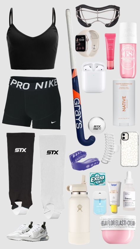 Field Hockey 🏑🫶🏼 #feildhockey #preppy What To Put In Your Field Hockey Bag, Field Hockey Outfits Practice, Preppy Field Hockey, Field Hockey Essentials, Field Hockey Bag Essentials, Field Hockey Goalie Aesthetic, Field Hockey Hairstyles, Field Hockey Aesthetic, Field Hockey Bag