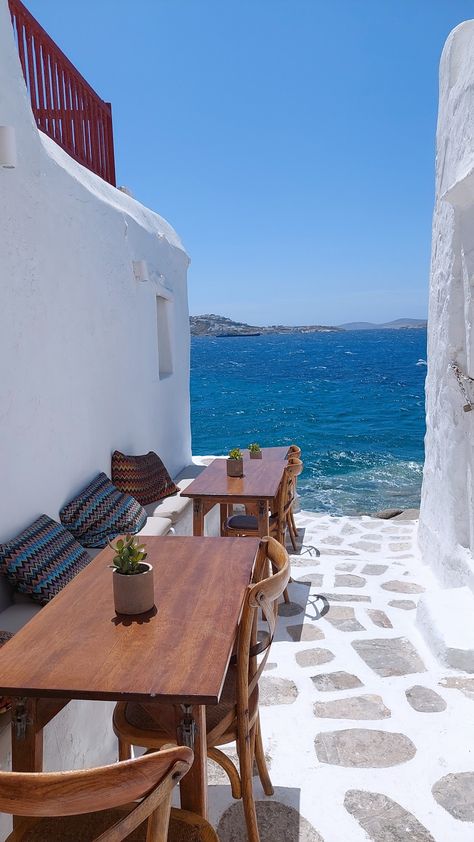 Mykonos, Greece #Mykonos #RestaurantByTheSea #CulinaryParadise #CoastalDining #TravelInspiration Paros Greece Aesthetic, Living In Greece Aesthetic, Mykonos Party, Lindos Greece Aesthetic, Mykonos Greece Aesthetic Beach, Greece Party, Mediterranean Aesthetic, Mykonos Blue, Greece Mykonos