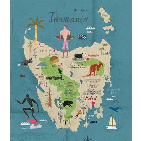 Tasmania Map, Australia we should go this place i heard its quite nice Tasmania Map, Tasmania Road Trip, Tasmania Travel, Hand Drawn Map, Australian Travel, Travel Images, Illustrated Map, Vintage Travel Posters, Australia Travel