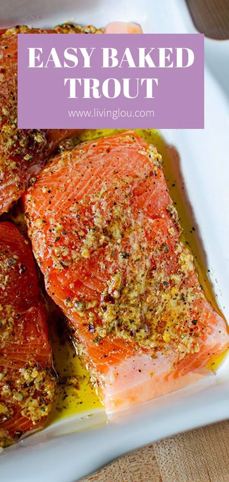 Trout Recipes Oven, Steel Head Trout Recipes, Baked Trout Fillet, Steelhead Trout Recipe Baked, Lake Trout Recipes, Trout Fillet Recipes, Baked Trout, Cooking Trout, Trout Recipes