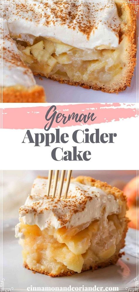 Apple Cider Cake, German Cakes Recipes, Cider Cake, Swiss Food, German Apple Cake, German Food Authentic, Apple Wine, Persian Recipes, Wine Cake