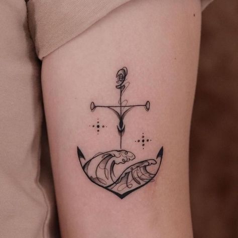 Unique Anchor Tattoos For Women, Boat With Anchor Tattoo, Tattoos Of Anchors, Pretty Anchor Tattoo, Nautical Tattoo Women, Anchor Tattoo Ideas For Women, Anchor Tattoo Designs For Women, Girly Anchor Tattoo, Anchor With Waves Tattoo