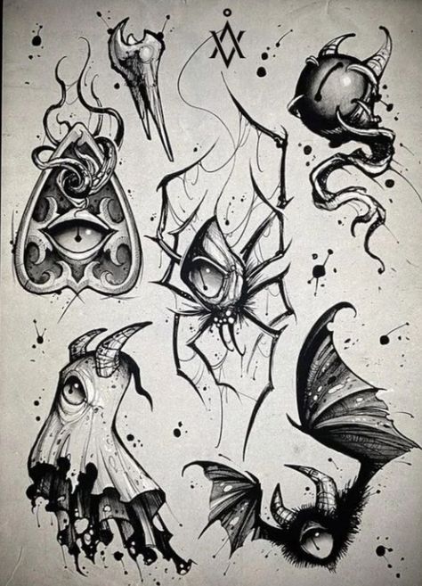 Tattoo Weird, Creepy Tattoos, Spooky Tattoos, Tattoos Art, Weird Tattoos, Horror Tattoo, Tattoo Style Drawings, Dark Art Tattoo, Tattoo Art Drawings