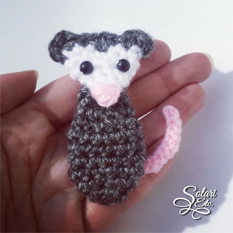 Possum Crochet Pattern Free, Lion Brand Heartland, Crochet Kindness, Crochet Coasters Free Pattern, Keychain Pattern, Crochet Coaster Pattern, Crochet Keychain Pattern, Crochet Fun, Amigurumi Animals