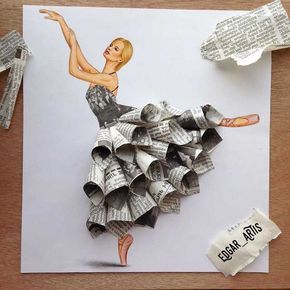 Stunning Dresses From Everyday Objects By Edgar Artis - Imgur 블로그 디자인, Newspaper Dress, Paper Dress, Fashion Drawing Dresses, Fashion Illustration Dresses, Dress Drawing, Funny Drawings, Inspirational Artwork, Creative Artwork