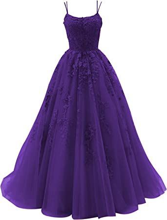 Pretty Snakes, Tulle Party Dress, Summer Formal Dresses, Elegant Ball Gowns, Anime Clothing, Spaghetti Strap Prom Dress, Purple Prom Dress, Vintage Prom, Lace Party Dresses