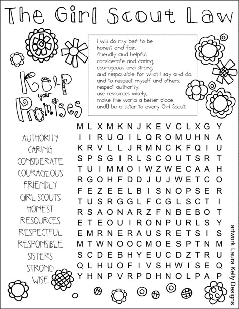 Girl Scout Law Game - Laura Kelly's Inklings Girl Scout Promise Activities, Girl Scout Promise And Law Printable, Daisy Scout Activities, Girl Scout Brownies Meetings, Girl Scouts Games, Girl Scout Brownies, Daisy Activities, Girl Scout Daisy Activities, Girl Scout Meeting Ideas