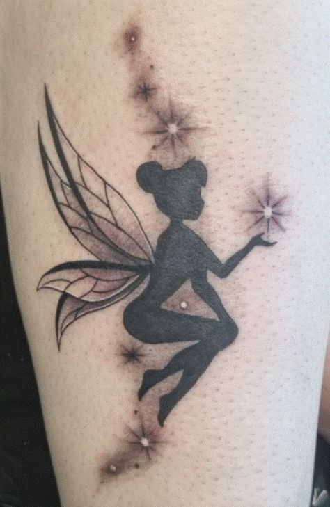 60+ Amazing Tinker Bell Tattoo Designs with Meanings, Ideas, and Celebrities 12 Bell Tattoo, Film Peter Pan, Tinker Bell Tattoo, Fairy Tattoo, Tinker Bell, Tattoo Designs, Celebrities, Makeup, Make Up