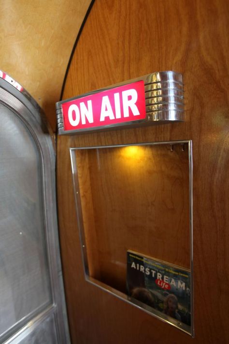 On Air Radio Aesthetic, Radio Booth, Vw Id4, On Air Radio, Safari Photos, On Air Sign, Airstream Bambi, Airstream Remodel, Airstream Trailer