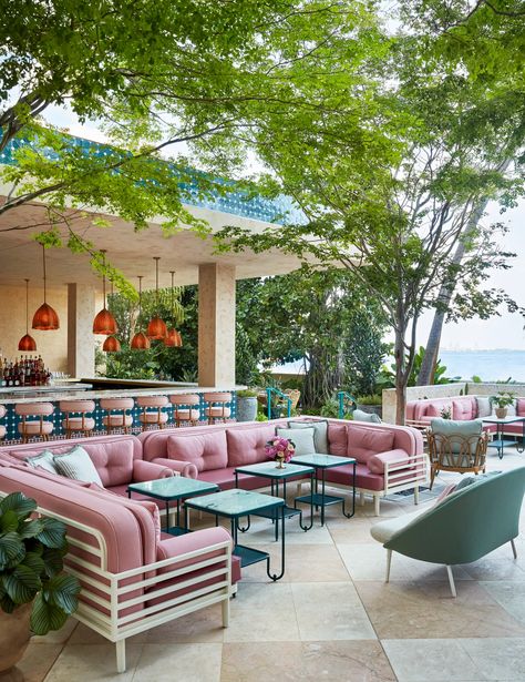 Inside Casadonna, a New Miami Restaurant With Italian Riviera Flair | Architectural Digest David Grutman, Mediterranean Revival Style, Ken Fulk, Miami Restaurants, Mediterranean Revival, Terracotta Floor, Private Dining Room, Bay View, Private Dining