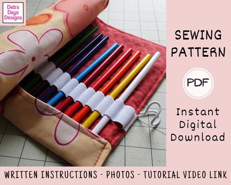 Coloring Pencil Holder PDF Sewing PATTERN, Instant Digital Download, Sew DIY Handmade Cloth Pencil Storage, Roll Up Pencil Storage Organizer Colored Pencil Storage, Pencils Holder, Pencil Caddy, Fabric Holder, Colored Pencil Holder, Art Caddy, Roll Up Pencil Case, Diy Pencil Holder, Pencil Roll