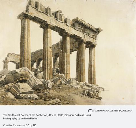 The South-east Corner of the Parthenon, Athens | Page 9 | National Galleries of Scotland Parthenon Athens, Elgin Marbles, Ancient Greek Sculpture, The Parthenon, Greek Temple, Greek Sculpture, Arte Dc Comics, Ancient Ruins, Grand Tour