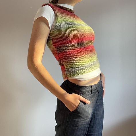 Look what I just found on Depop 🙌 https://depop.app.link/pqOxeEUvVub Vest Handmade, 70s Tops, Knitted Sweater Vest, Ombre Top, Crochet Ladies Tops, Paloma Wool, Red Ombre, Knitted Vest, Knitted Tank Top