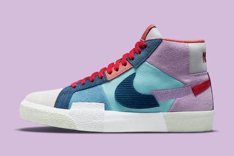 Nike SB Blazer Mid "Mosaic Pack" Release Date | Nice Kicks Nike Sb Zoom Blazer Mid, Nike Sb Zoom Blazer, Nike Sb Blazer, Nike Snkrs, Nike Sb Zoom, Nike Blazers Mid, Blue Mosaic, Turquoise Leather, Nike Brand