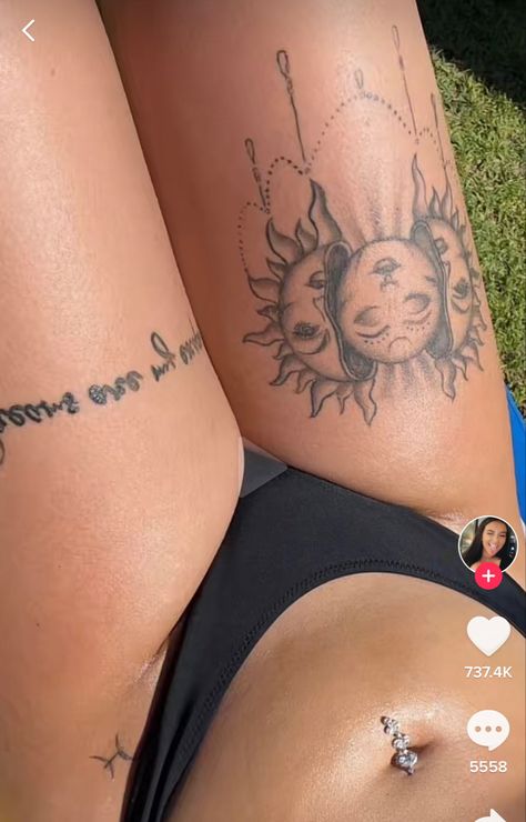 Quad Tattoo Women, Quad Tattoo, Tattoo Women, Pretty Tattoos, Thigh Tattoo, Summer Aesthetic, Full Body, Quad, Tattoos For Women