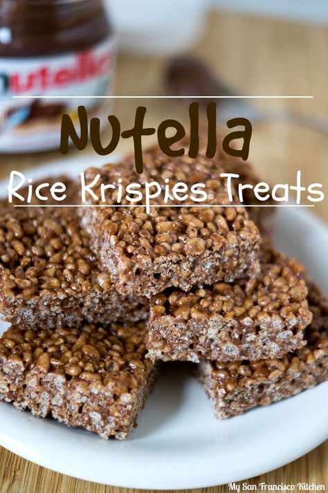 Nutella Rice Krispie Treats, Diy Nutella, Nutella Desserts, Krispie Treats Recipe, Rice Krispies Treats, Krispies Treats, Cereal Treats, Nutella Recipes, Oreo Dessert