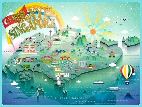 Attractive singapore travel map with col... | Premium Vector #Freepik #vector #journey #route #flat-map #bridge Singapore Map, Singapore Travel, Travel Map, Gardens By The Bay, Vector Map, Travel Maps, Design Vector, Flat Design, Vector Photo