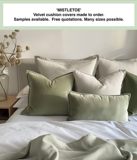 Green plush VELVET cushion cover. Scatter cushion, throw pillow, luxury cushion, bed sofa cushion, lumbar, pillow sham, plush pillowcase. Green Cushions Bedroom, Luxury Bedspreads, Cushion Bed, Cushion Sofa, Green Cushions, Luxury Cushions, Bed Pillow, Velvet Cushions, Sofa Cushion