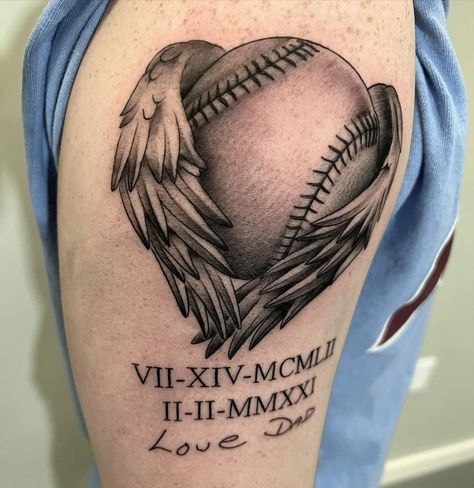 Baseball Tattoo Design, Modern Baseball Tattoo, Baseball Tattoo For Men, Baseball Tattoo Ideas For Women, Baseball Tattoo Ideas, Clean Tattoos, Baseball Tattoo, Basketball Tattoos, Memorial Tattoo Designs