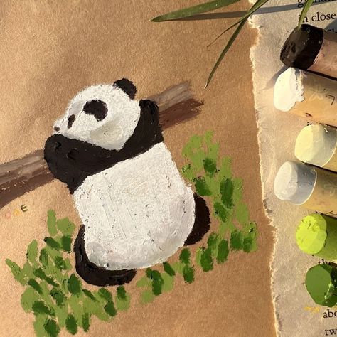 Oil Pastels Drawing, Cute Panda Drawing, Panda Painting, Oil Pastel Drawings Easy, Panda Drawing, Whimsical Art Journal, Pastel Crayons, Pastel Sec, Pastel Artwork