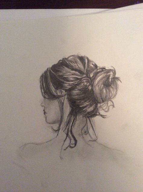 Messy Bun Drawing, Hair Sketch, Woman Sketch, Tutorials Drawing, Face Sketch, Messy Bun Hairstyles, Pen Sketch, Edgar Degas, Art Tutorials Drawing